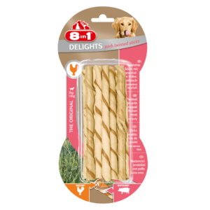 8in1 Delights Twisted Sticks Maiale, snack cani,