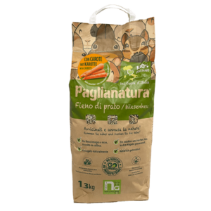 Paglianatura Fieno con Carote, Nucci Group, fieno da prato ideale per roditori, alimento semplice per roditori,