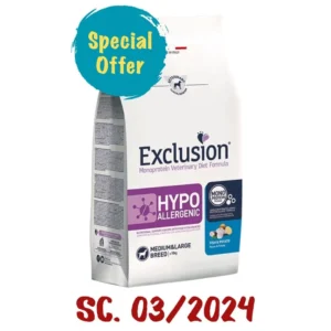 Exclusion Diet Hypoallergenic Medium and Large Breed Pesce 12kg (Scadenza 03-2024), Exclusion,